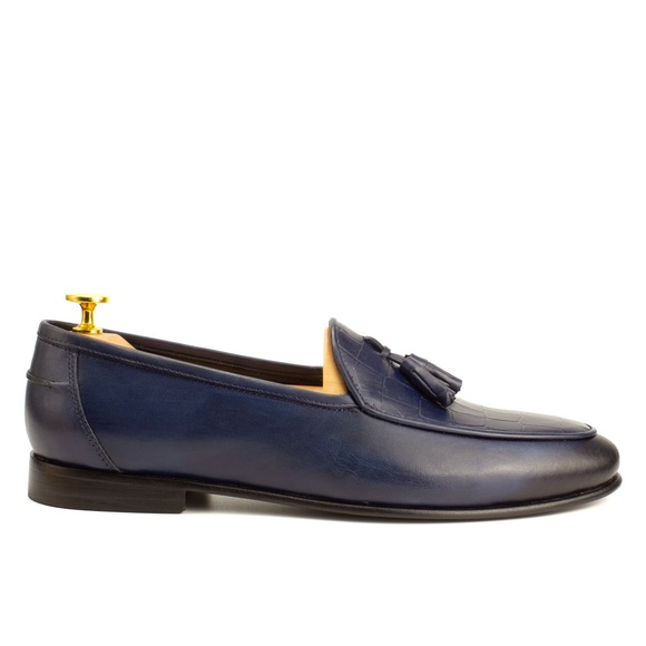 Navy Blue Croco Leather Men\'s Loafer main image 5